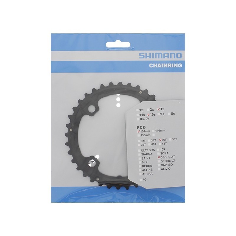 Kettingblad 36T Shimano Deore XT FC-T781 Triple 10sp BCD104 zwart