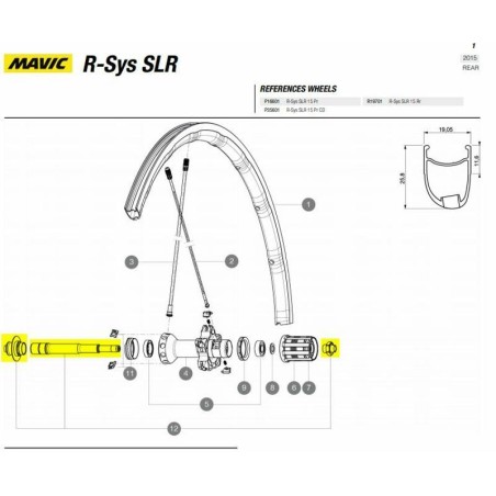 achteras kit compleet Mavic Ksyrium SLR / K125 / Rsys 2015