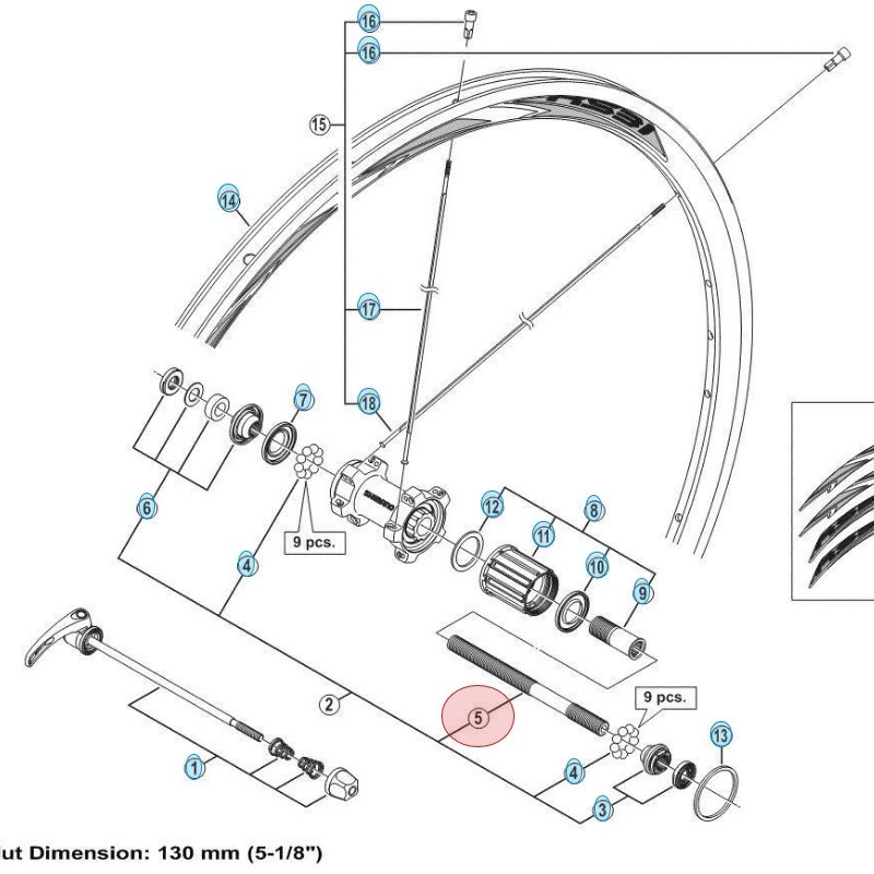 achteras achterwiel Shimano WH-R80 WH-R501 WH-R21 WH-R31 WH-51