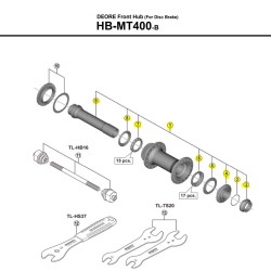 Vooras compleet Shimano HB-MT400-B