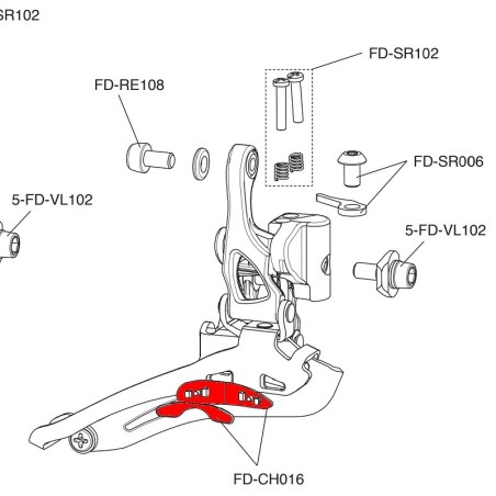 inzetplaatje insert mechanische voorderailleur Campagnolo Chorus Potenza Centaur FD-CH016, R1137200