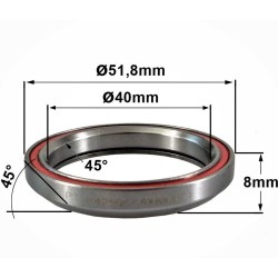 balhoofdlager 51.8mm  H8 45 x 45 ACB (VWP)